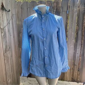 Eve denim Striped Mock Neck Button-Up Top size small